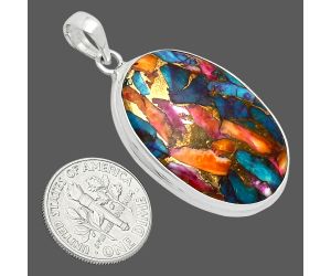 Kingman Orange Dahlia Turquoise Pendant EXP01347 P-1124, 21x30 mm