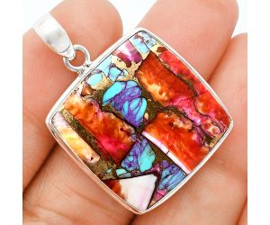 Kingman Orange Dahlia Turquoise Pendant EXP01351 P-1124, 25x25 mm