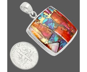 Kingman Orange Dahlia Turquoise Pendant EXP01351 P-1124, 25x25 mm