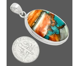 Spiny Oyster Turquoise Pendant EXP01367 P-1124, 18x28 mm