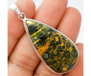 Turkish Rainforest Chrysocolla Pendant EXP01371 P-1124, 20x40 mm