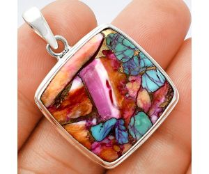 Kingman Orange Dahlia Turquoise Pendant EXP01376 P-1124, 23x23 mm