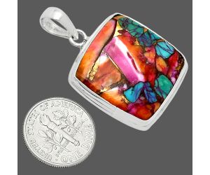 Kingman Orange Dahlia Turquoise Pendant EXP01376 P-1124, 23x23 mm