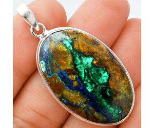 Azurite In Malachite Pendant EXP01388 P-1124, 11x34 mm