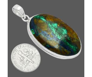 Azurite In Malachite Pendant EXP01388 P-1124, 11x34 mm