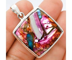 kingman Pink Dahlia Turquoise Pendant EXP01404 P-1124, 24x24 mm