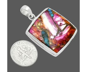 kingman Pink Dahlia Turquoise Pendant EXP01404 P-1124, 24x24 mm