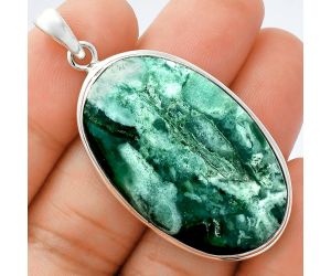 Green Lace Agate Pendant EXP01406 P-1124, 23x36 mm