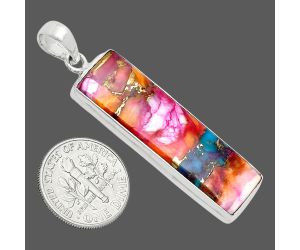 Kingman Orange Dahlia Turquoise Pendant EXP01419 P-1124, 11x38 mm