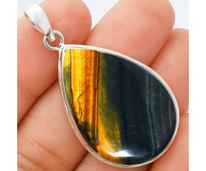 Blue Tiger Eye Pendant EXP01422 P-1124, 21x31 mm