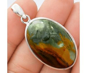 Rocky Butte Picture Jasper Pendant EXP01424 P-1124, 19x29 mm