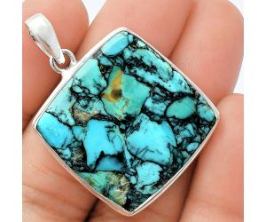 Lucky Charm Tibetan Turquoise Pendant EXP01425 P-1124, 26x26 mm