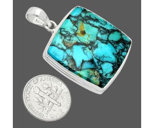 Lucky Charm Tibetan Turquoise Pendant EXP01425 P-1124, 26x26 mm