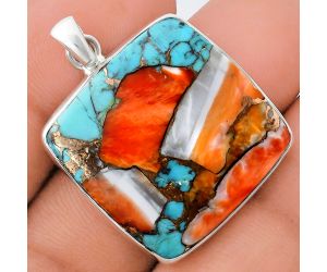 Spiny Oyster Turquoise Pendant EXP01437 P-1001, 26x26 mm