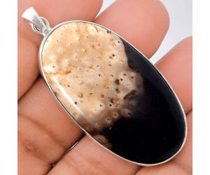 Palm Root Fossil Agate Pendant EXP01462 P-1001, 25x46 mm