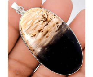 Palm Root Fossil Agate Pendant EXP01474 P-1001, 26x45 mm