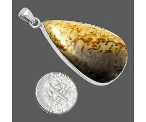 Root Plume Agate Pendant EXP01535 P-1001, 23x38 mm