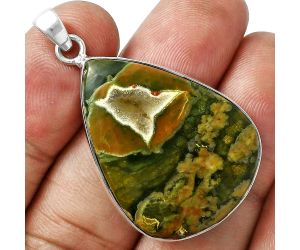 Root Plume Agate Pendant EXP01536 P-1001, 24x32 mm