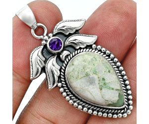 Utah Variscite and Amethyst Pendant EXP01543 P-1740, 13x20 mm