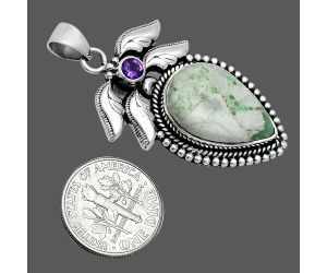 Utah Variscite and Amethyst Pendant EXP01543 P-1740, 13x20 mm