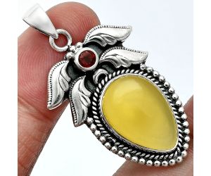 Yellow Onyx and Garnet Pendant EXP01544 P-1740, 13x18 mm