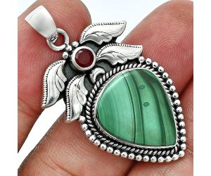 Malachite Eye and Garnet Pendant EXP01545 P-1740, 15x18 mm