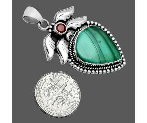 Malachite Eye and Garnet Pendant EXP01545 P-1740, 15x18 mm