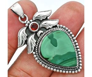 Malachite Eye and Garnet Pendant EXP01546 P-1740, 17x21 mm