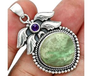 Utah Variscite and Amethyst Pendant EXP01569 P-1740, 17x17 mm