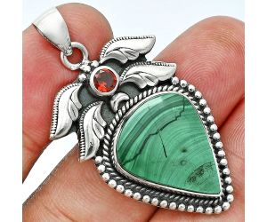 Malachite Eye and Garnet Pendant EXP01574 P-1740, 16x20 mm