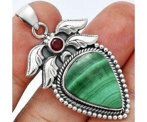 Malachite Eye and Garnet Pendant EXP01575 P-1740, 14x19 mm