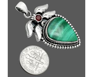 Malachite Eye and Garnet Pendant EXP01575 P-1740, 14x19 mm