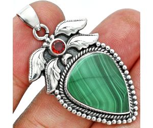 Malachite Eye and Garnet Pendant EXP01576 P-1740, 16x20 mm