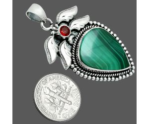 Malachite Eye and Garnet Pendant EXP01576 P-1740, 16x20 mm