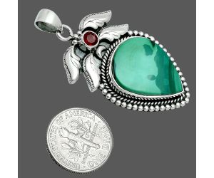 Malachite Eye and Garnet Pendant EXP01577 P-1740, 16x21 mm