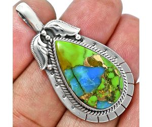 Blue Turquoise In Green Mohave Pendant EXP01579 P-1568, 14x24 mm