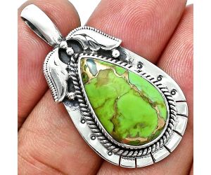 Copper Green Turquoise Pendant EXP01584 P-1568, 13x20 mm