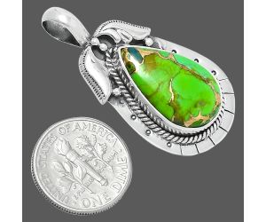 Copper Green Turquoise Pendant EXP01584 P-1568, 13x20 mm