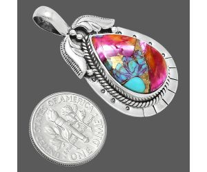 Kingman Orange Dahlia Turquoise Pendant EXP01613 P-1568, 13x20 mm