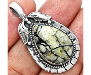 Authentic White Buffalo Turquoise Nevada Pendant EXP01625 P-1568, 14x21 mm