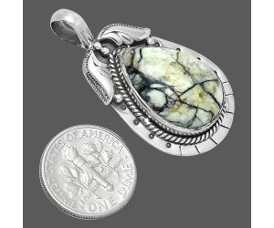 Authentic White Buffalo Turquoise Nevada Pendant EXP01625 P-1568, 14x21 mm