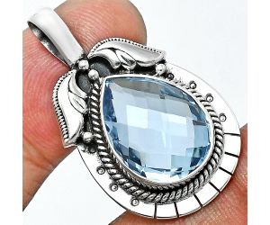 Sky Blue Topaz Checker Briolette Pendant EXP01630 P-1568, 13x18 mm