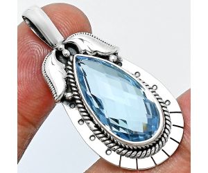 Sky Blue Topaz Checker Briolette Pendant EXP01631 P-1568, 11x22 mm