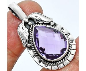 Amethyst Checker Briolette Pendant EXP01632 P-1568, 13x18 mm