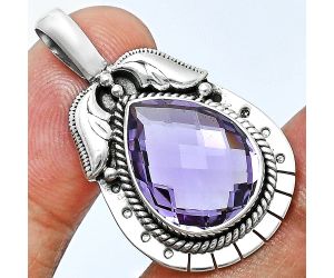 Amethyst Checker Briolette Pendant EXP01633 P-1568, 13x18 mm