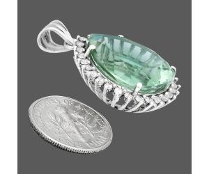 Prasiolite (Green Amethyst) and White Zircon Pendant EXP01634 P-1741, 17x20 mm