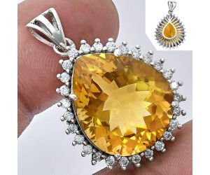 Citrine and White Zircon Pendant EXP01635 P-1741, 17x20 mm