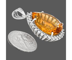 Citrine and White Zircon Pendant EXP01635 P-1741, 17x20 mm