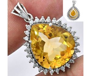 Citrine and White Zircon Pendant EXP01637 P-1741, 17x20 mm