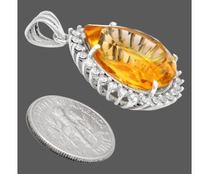 Citrine and White Zircon Pendant EXP01637 P-1741, 17x20 mm